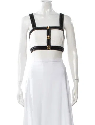 Pre-owned Balmain Square Neckline Sleeveless Top W/ Tags In White