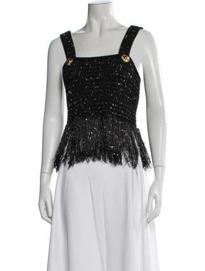 Pre-owned Balmain Square Neckline Sleeveless Top In White