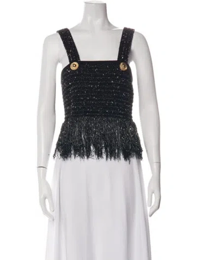 Pre-owned Balmain Square Neckline Sleeveless Top In White