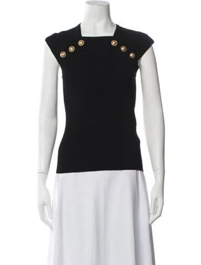 Pre-owned Balmain Square Neckline Sweater In Black