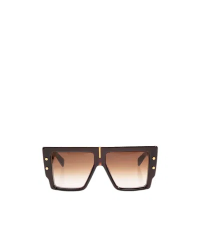 Balmain Square Sunglasses In Brown