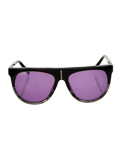 Pre-owned Balmain Square Tinted Sunglasses In Black