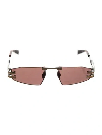 Pre-owned Balmain Square Tinted Sunglasses In Brown