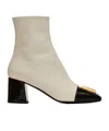Balmain Square Toe Ankle Boots In Nude