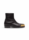 Balmain Square-toe Boots In Textured Leather In Black