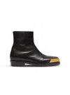 Balmain Square-toe Boots In Textured Leather In Multi