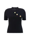 BALMAIN SS 3 BTN CROSS COLLAR MOHAIR TOP