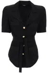 Balmain Belted Lapel Collar Shirt Pockets