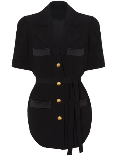 Balmain Ss 4 Pockets Crepe Saharian Shirt In Black