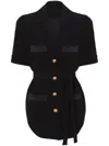 Balmain Belted Lapel Collar Shirt Pockets In Black