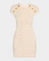 Balmain Ss Bttn Dtl Tweed Mini Drs In White Gold