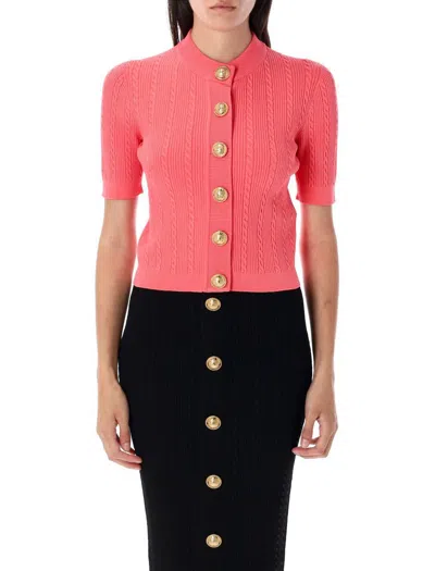 Balmain Ss Buttoned Torsade Knit Cardigan
