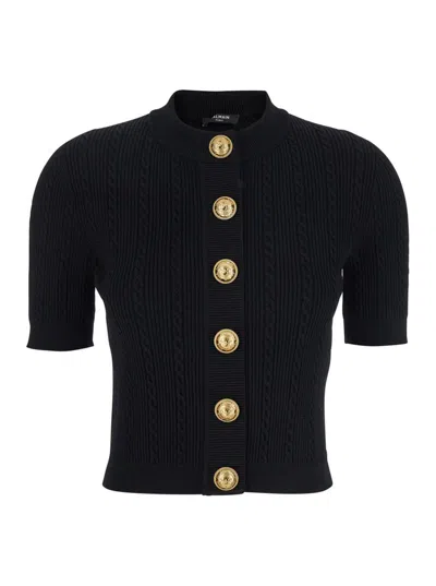 Balmain Ss Buttoned Torsade Knit Cardigan