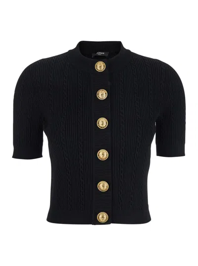 Balmain Ss Buttoned Torsade Knit Cardigan