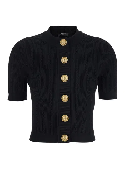 Balmain Ss Buttoned Torsade Knit Cardigan