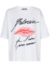 Balmain Graphic Kiss Print T-shirt With Relaxed Fit In White