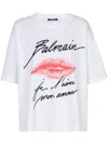 Balmain Graphic Kiss Print T-shirt With Relaxed Fit In White