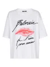 Balmain Graphic Kiss Print T-shirt With Relaxed Fit In White