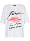 Balmain Graphic Kiss Print T-shirt With Relaxed Fit In White