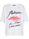 Balmain Graphic Kiss Print T-shirt With Relaxed Fit In White