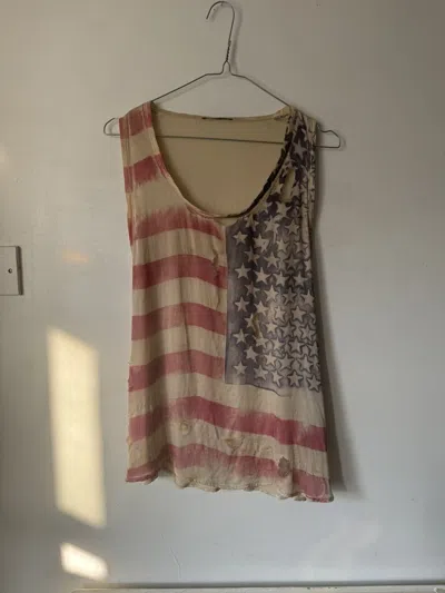 Pre-owned Balmain Ss11 100% Silk Safety Pin Usa Tank (decarnin) In Beige