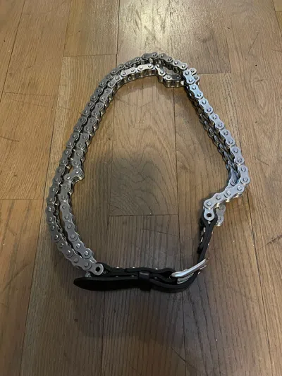 Pre-owned Balmain Ss11 Biker Double Chain Belt In Silver
