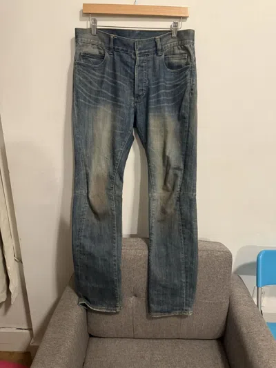 Pre-owned Balmain Ss12 Mud Wash Denim Pants In Blue