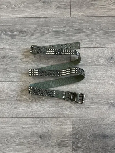 Pre-owned Balmain Ss15 Double Wrap Studded Belt In Green