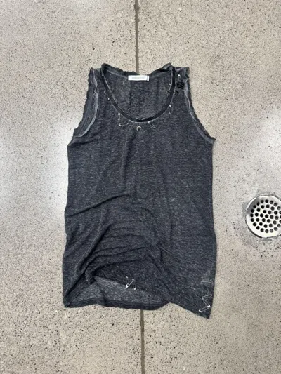 Pre-owned Balmain Ss2011  ‘safety Pin' Thrash Distressed Tank Top In Gray