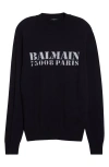 Balmain Blue Wool Sweater With Logo In Blue