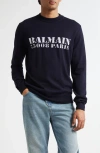 Balmain Blue Wool Sweater With Logo
