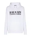 Balmain Contrasting Logo Print Cotton Hoodie In White