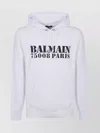 Balmain Contrasting Logo Print Cotton Hoodie In White