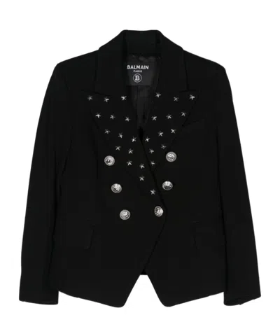 Balmain Star-embellished Blazer In Black