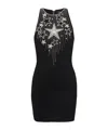 Balmain Crystal-embellished Stretch-silk Mini Dress In Black