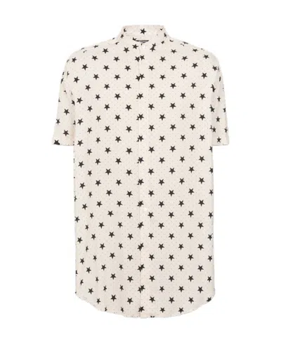 Balmain Star-print Collarless Shirt In White