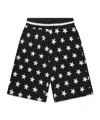 Balmain Star Print Cotton Shorts In Black/white