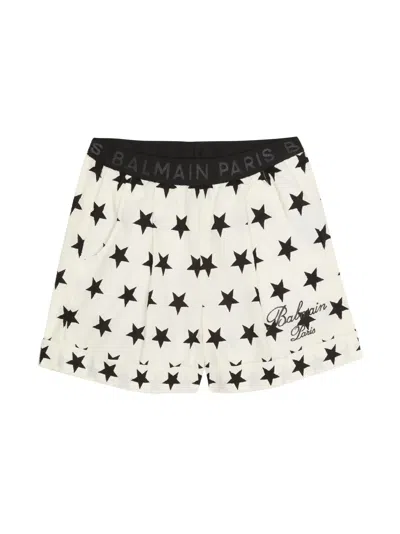 Balmain Kids' Star-print Cotton Shorts In White