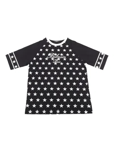 Balmain Kids' Star-print Raglan Top In Black