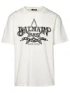 BALMAIN BALMAIN ' STAR' WHITE COTTON T-SHIRT