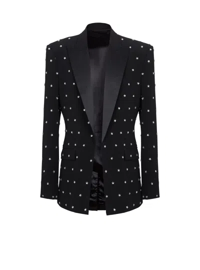 Balmain Stars Embroidered Jacket In Black