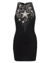 Balmain Crystal-embellished Stretch-silk Mini Dress In Black