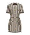 Balmain Stiped Pique Dress In Nude