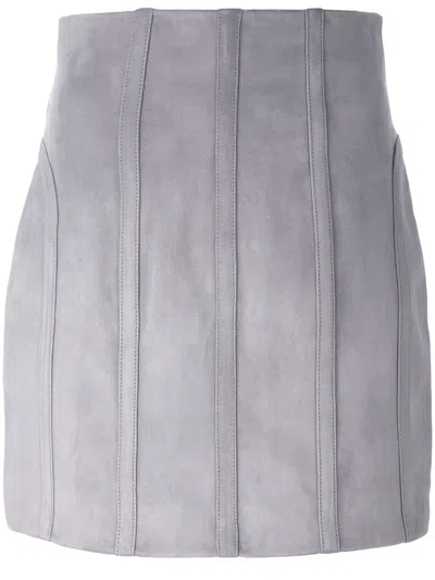 Balmain Stitched Detail Pencil Skirt In Gray