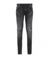 Balmain Panelled Distressed Skinny Jeans In Black