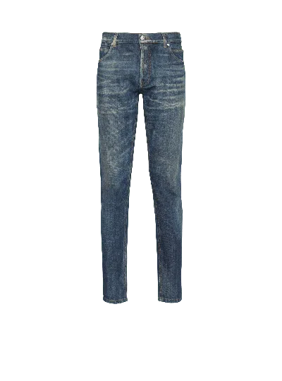 Balmain Stonewash Slim Jeans In Blue