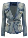 Balmain Stonewashed Cotton Denim Blazer In Blue