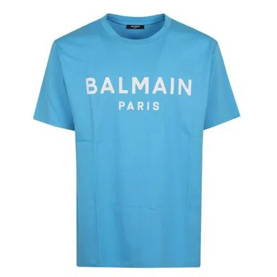 Balmain Straight-cut  Printed T-shirt In Blue