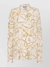 Balmain Logo Printed Silk Shirt In Yellow