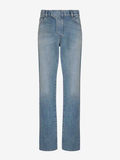 Balmain Straight Denim Jeans In Blue